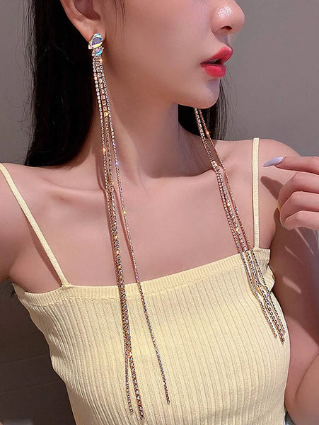Rhinestone Tassel Earrings