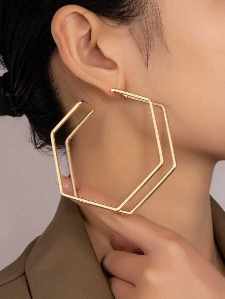 Geometric Design Cuff Hoop Earrings