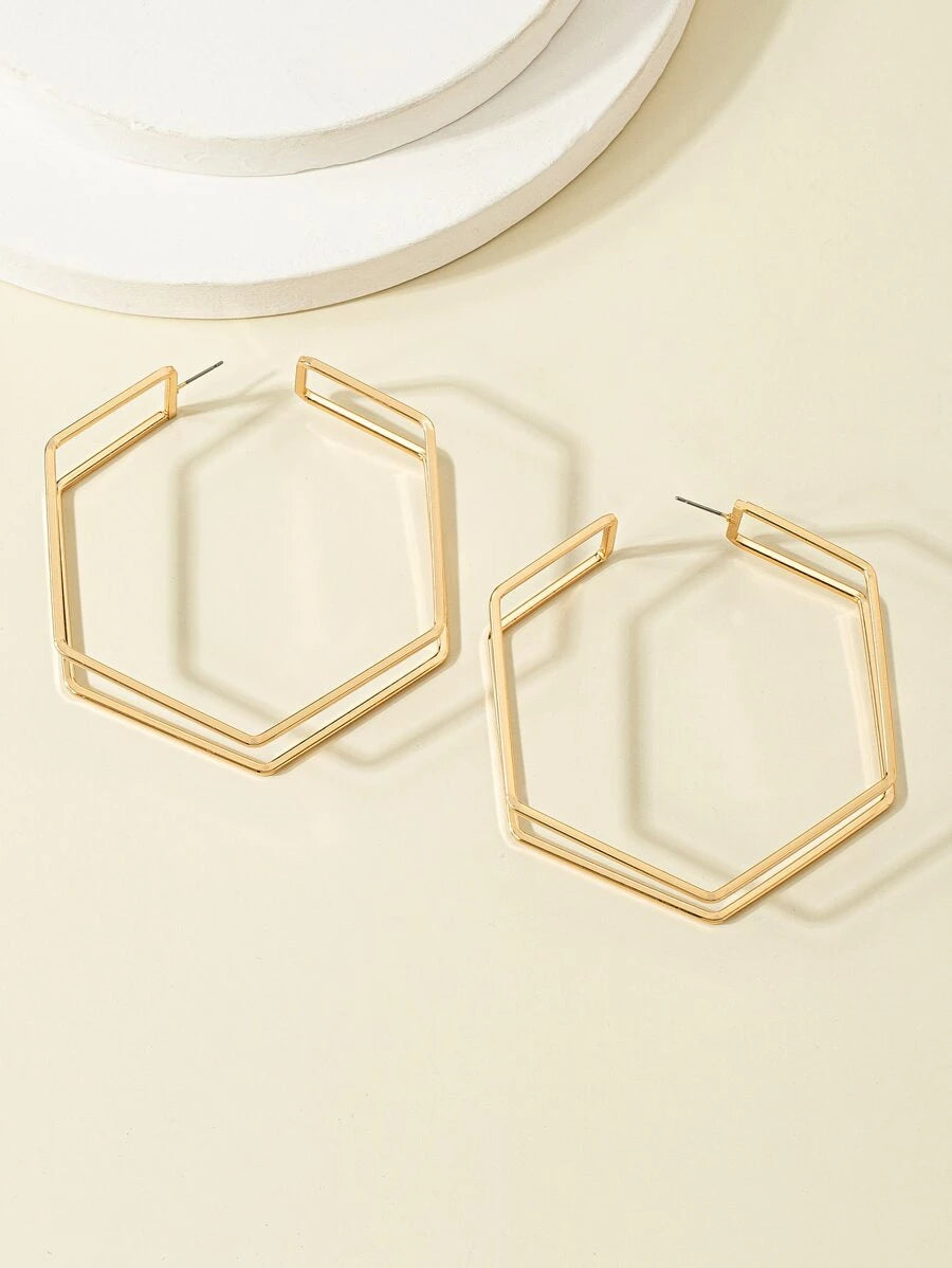 Geometric Design Cuff Hoop Earrings