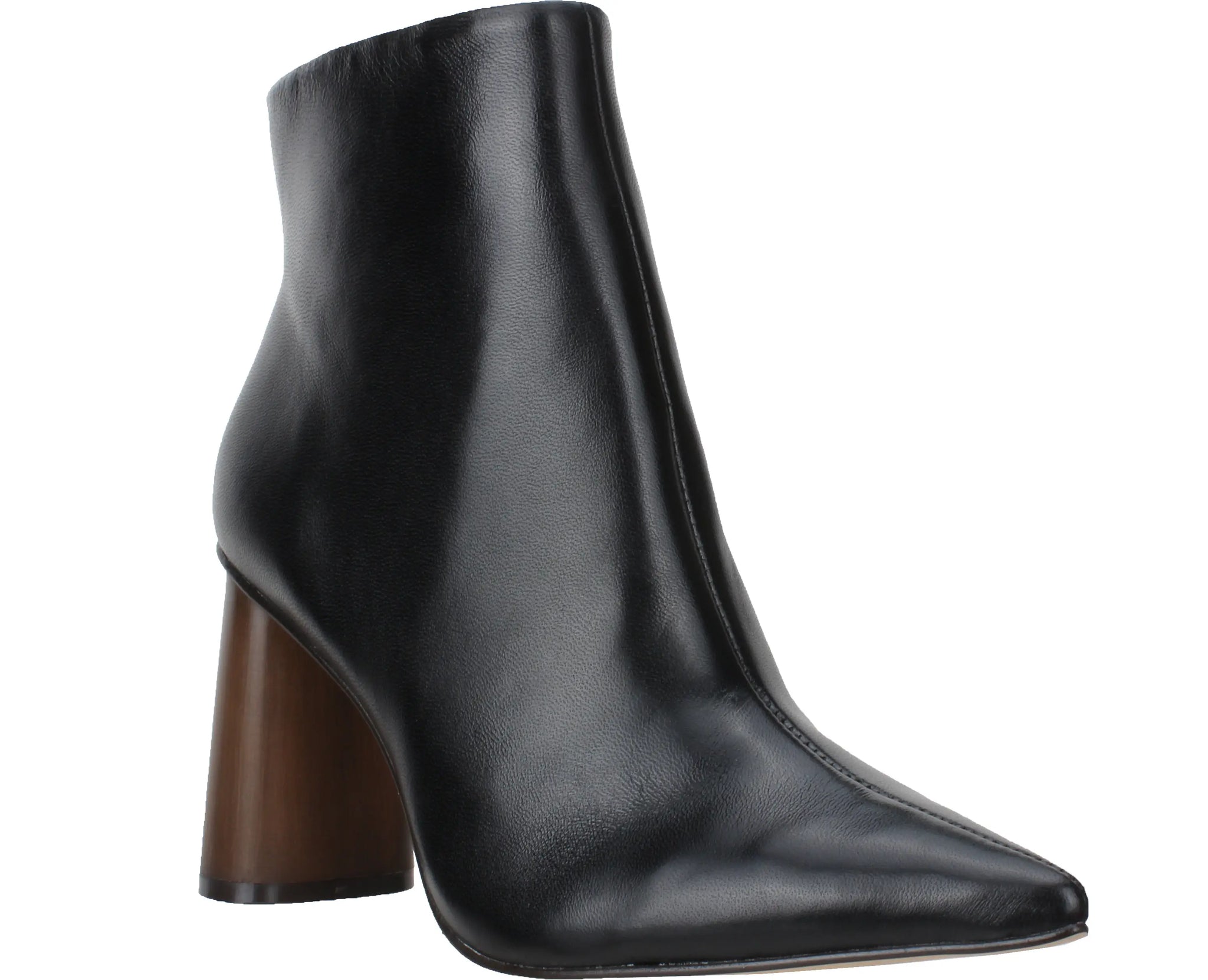 Anna - Leather Bootie Wooden Heel Black