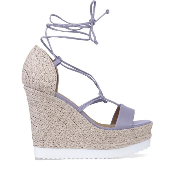 MIA-WEDGE SANDAL LEATHER LILAC/RAW.