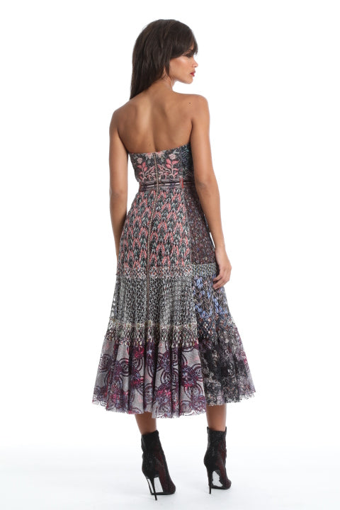 Textural Lace Bustier Dress