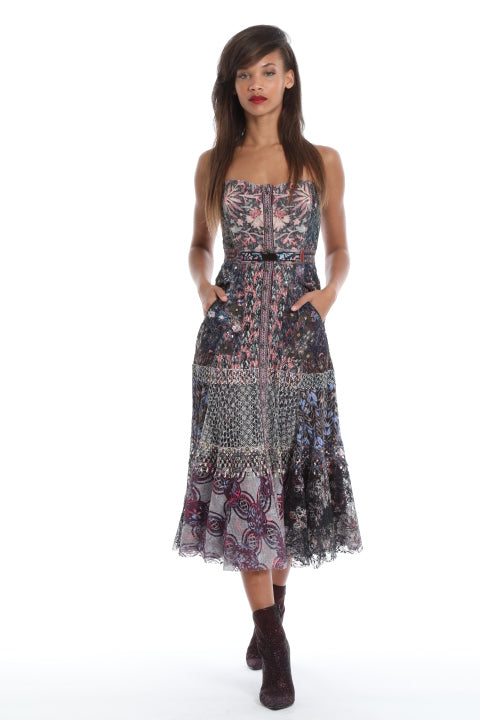 Textural Lace Bustier Dress