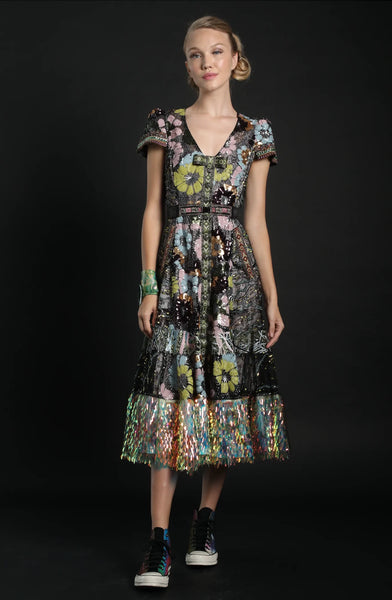 Sequined Floral Party Dress