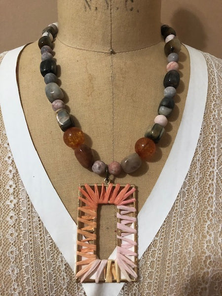 SQUARE MARBLE PEG NECKLACE
