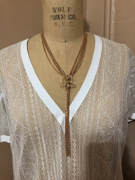 GOLD FLOWER MULTI-CHAIN NECKLACE
