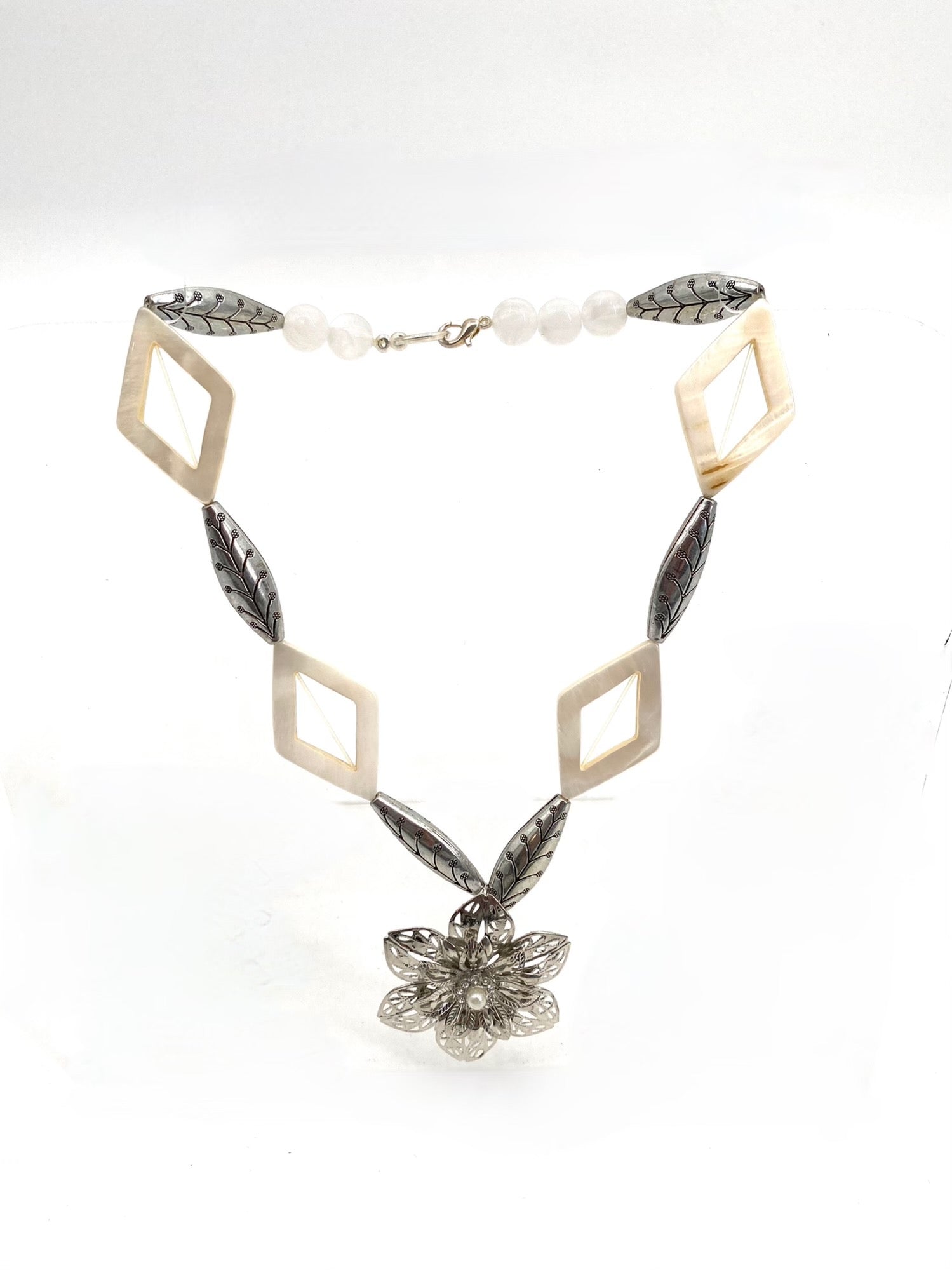 SILVER ROSE NECKLACE