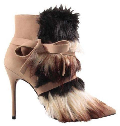 FARRAH-STILLETO BOOT WITH FUR NUB PAILLE.