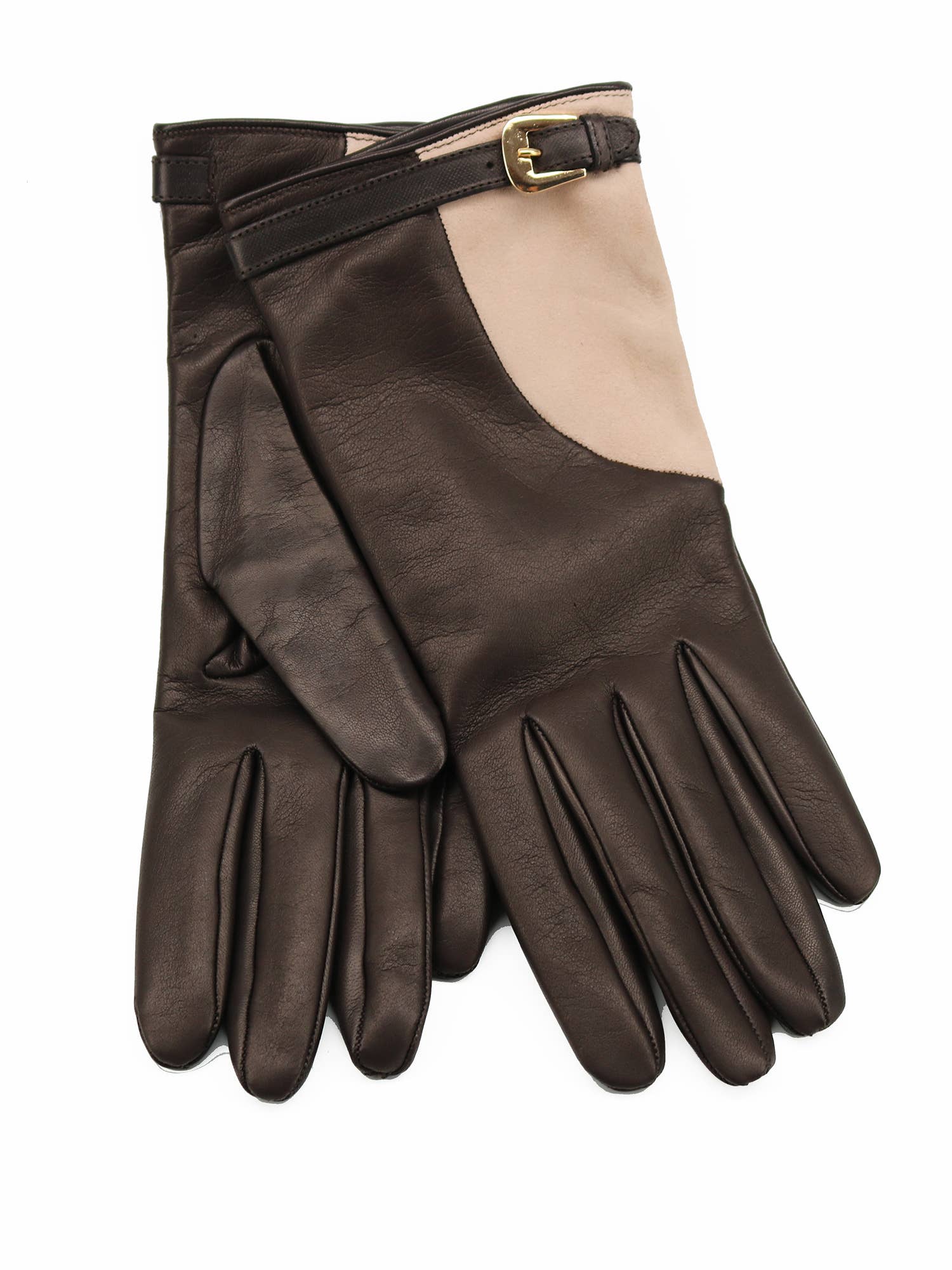 LEATHER GLOVES WITH SUEDE AND BELT