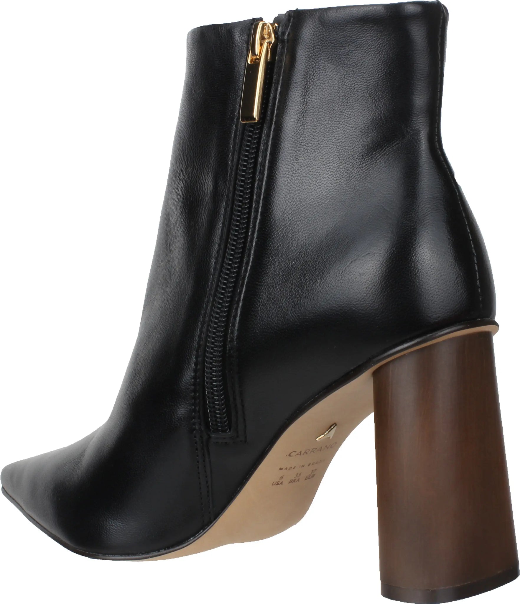 Anna - Leather Bootie Wooden Heel Black