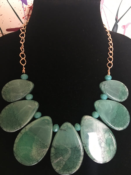 Turquoise Marble Teardrop Necklace.
