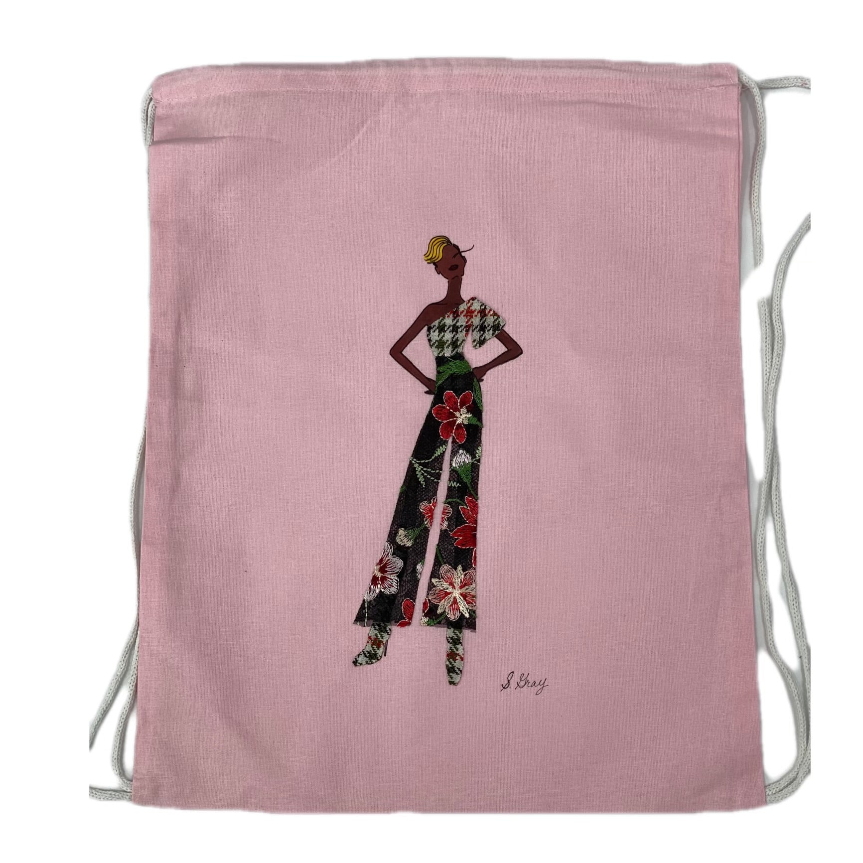 Pink Drawstring back pack bag