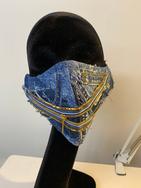 Zipper Denim Lightweight Mask.