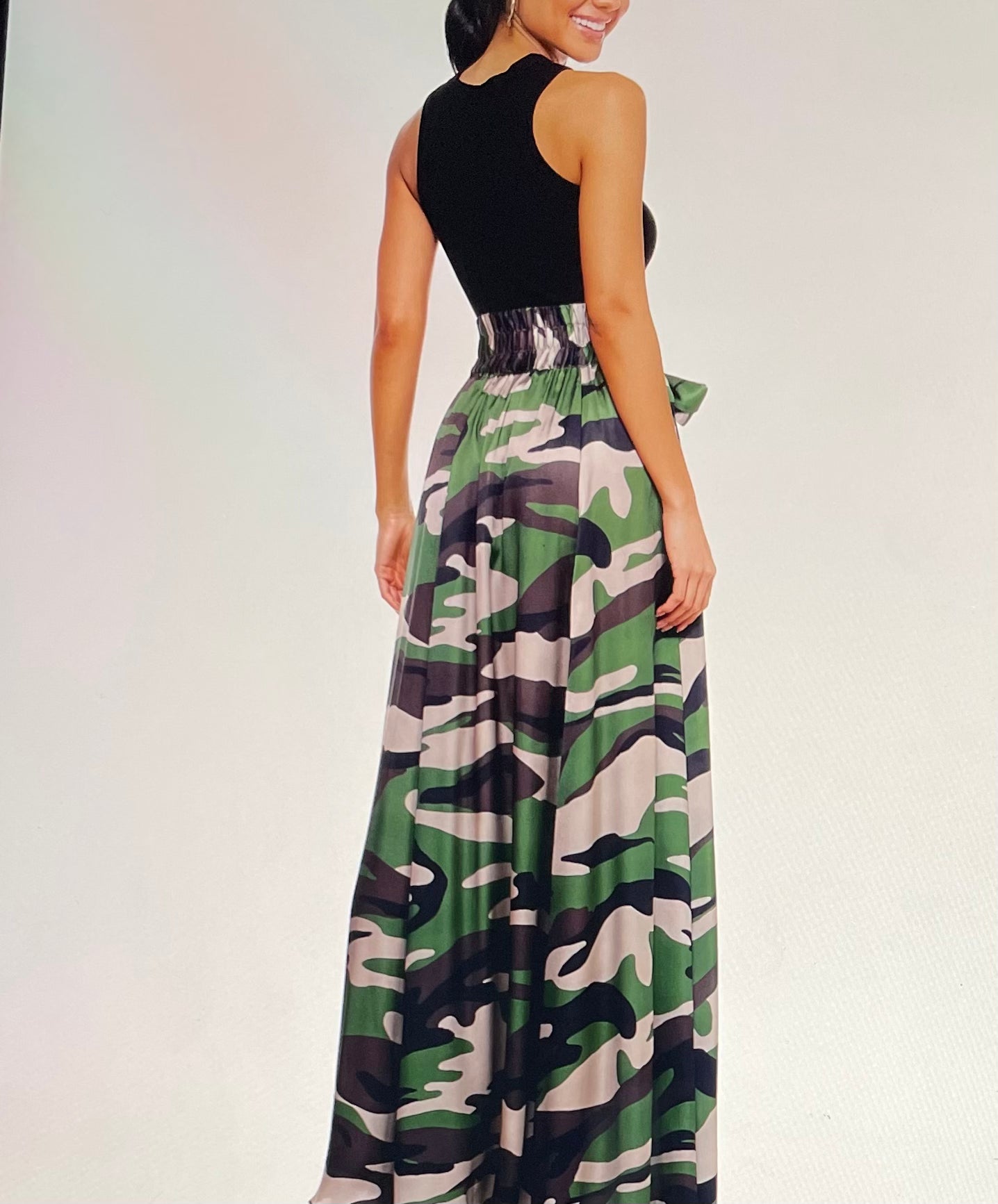 Multi Printed Maxi Skirt With Ribbon
