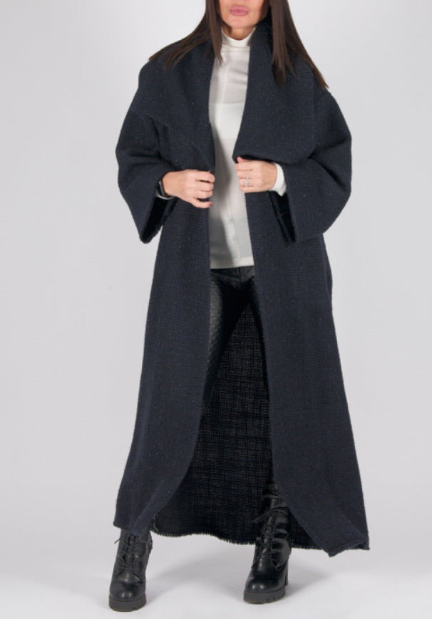 Wool Blue Winter Coat, Winter cardigan.