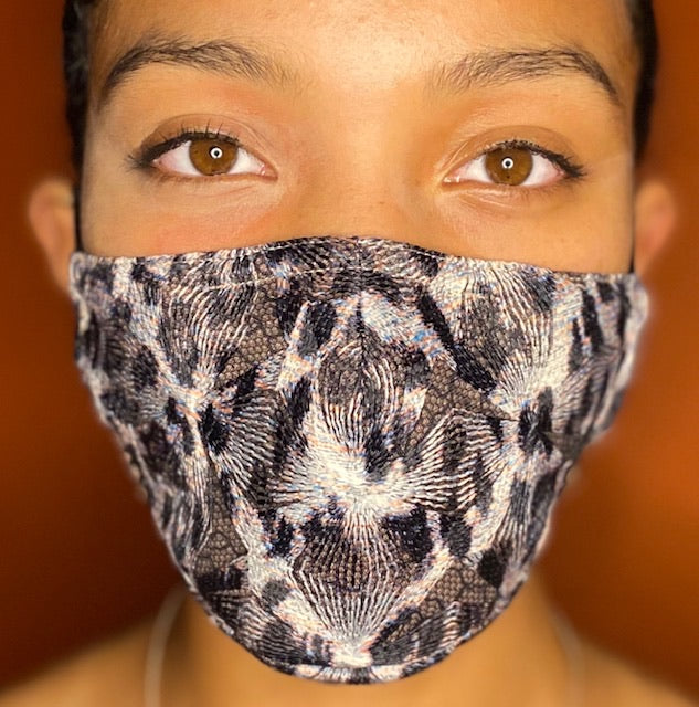 Geo Embroidered Net Face Mask