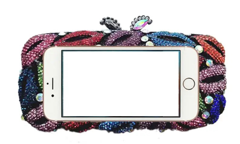 Lips Rhinestone Rectangle Evening Bagn