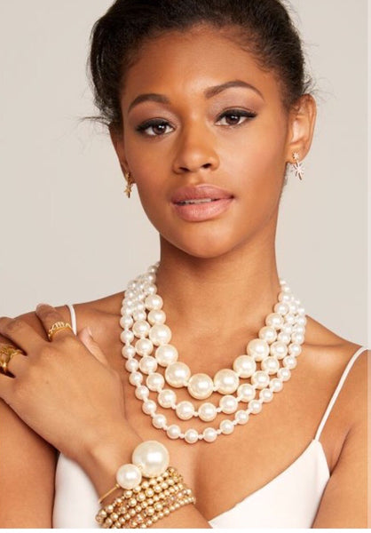 Multi-Sized Pearl Collar Necklace Jewelry