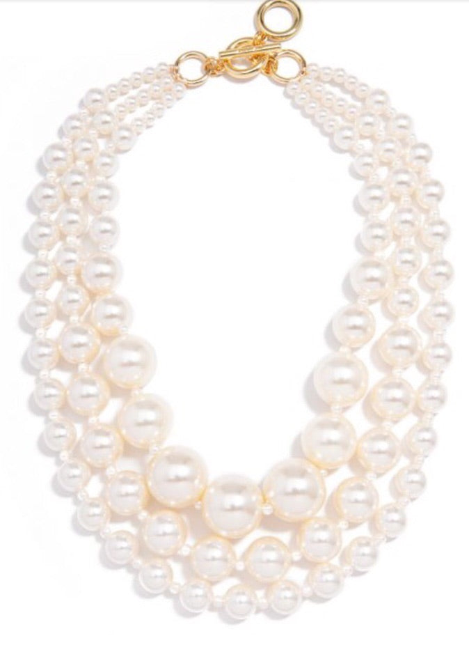 Multi-Sized Pearl Collar Necklace Jewelry