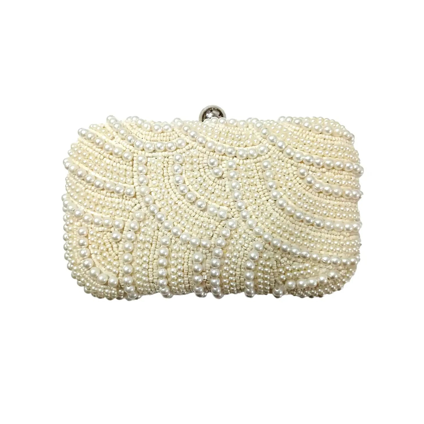 ALL Cream Hard Beaded Clutch