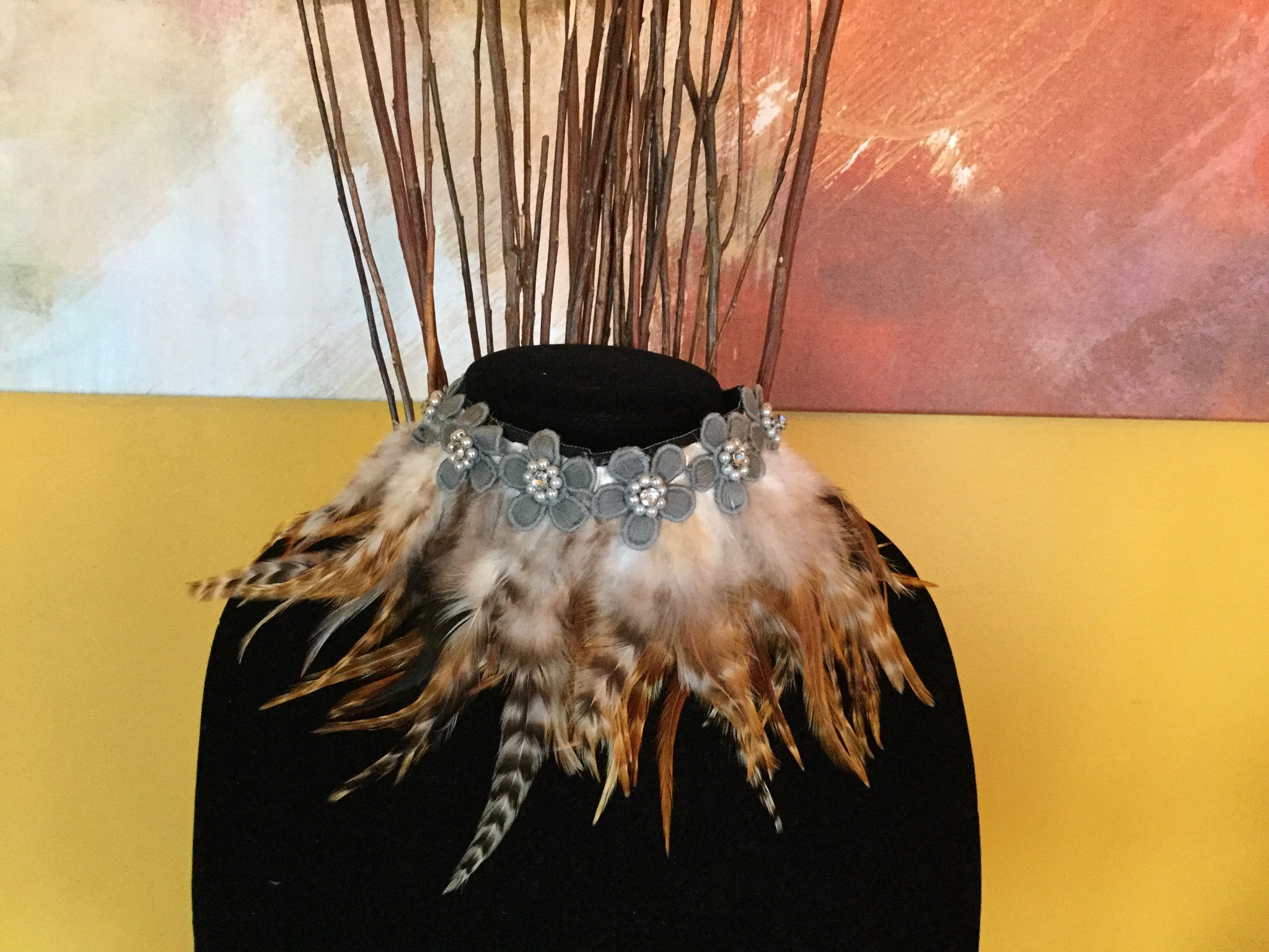 Tiger Feather Flower Necklace.