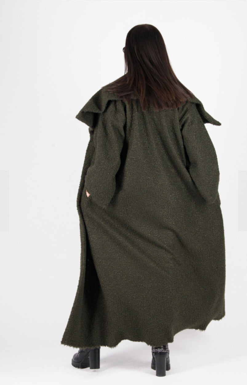 Military Green Wool Winter Coat.