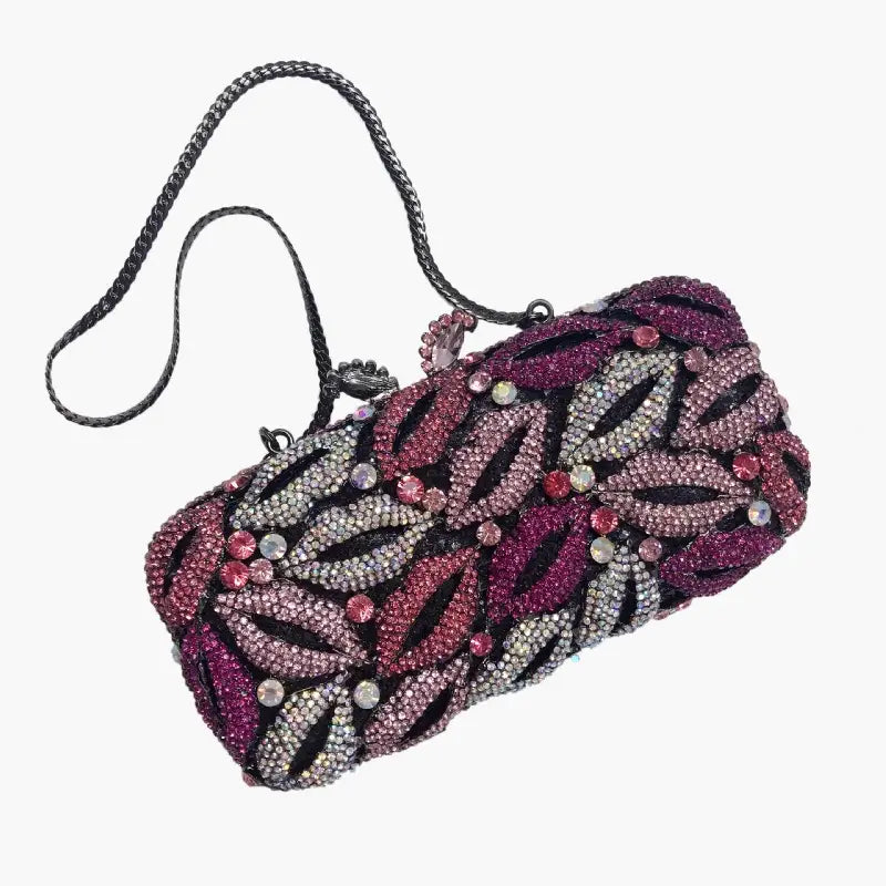 Lips Rhinestone Rectangle Evening Bagn