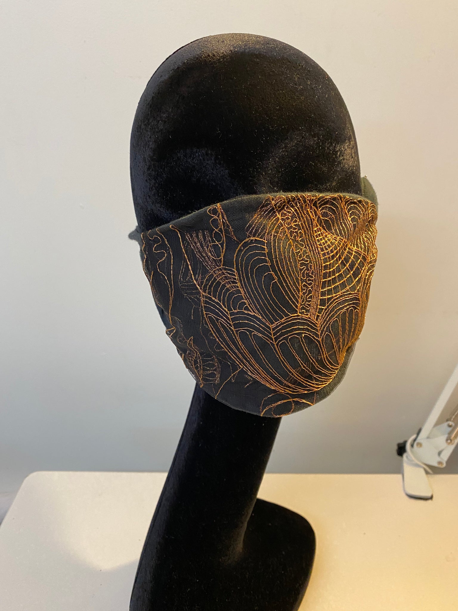 Metallic Bronze Mushroom Mask.