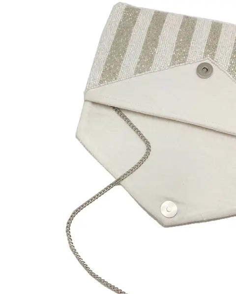 Gold BRIDESMAID Stripe Beaded Clutch